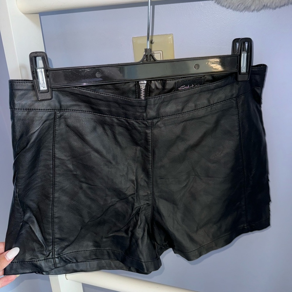 SEDUCTIONS vegan leather shorts